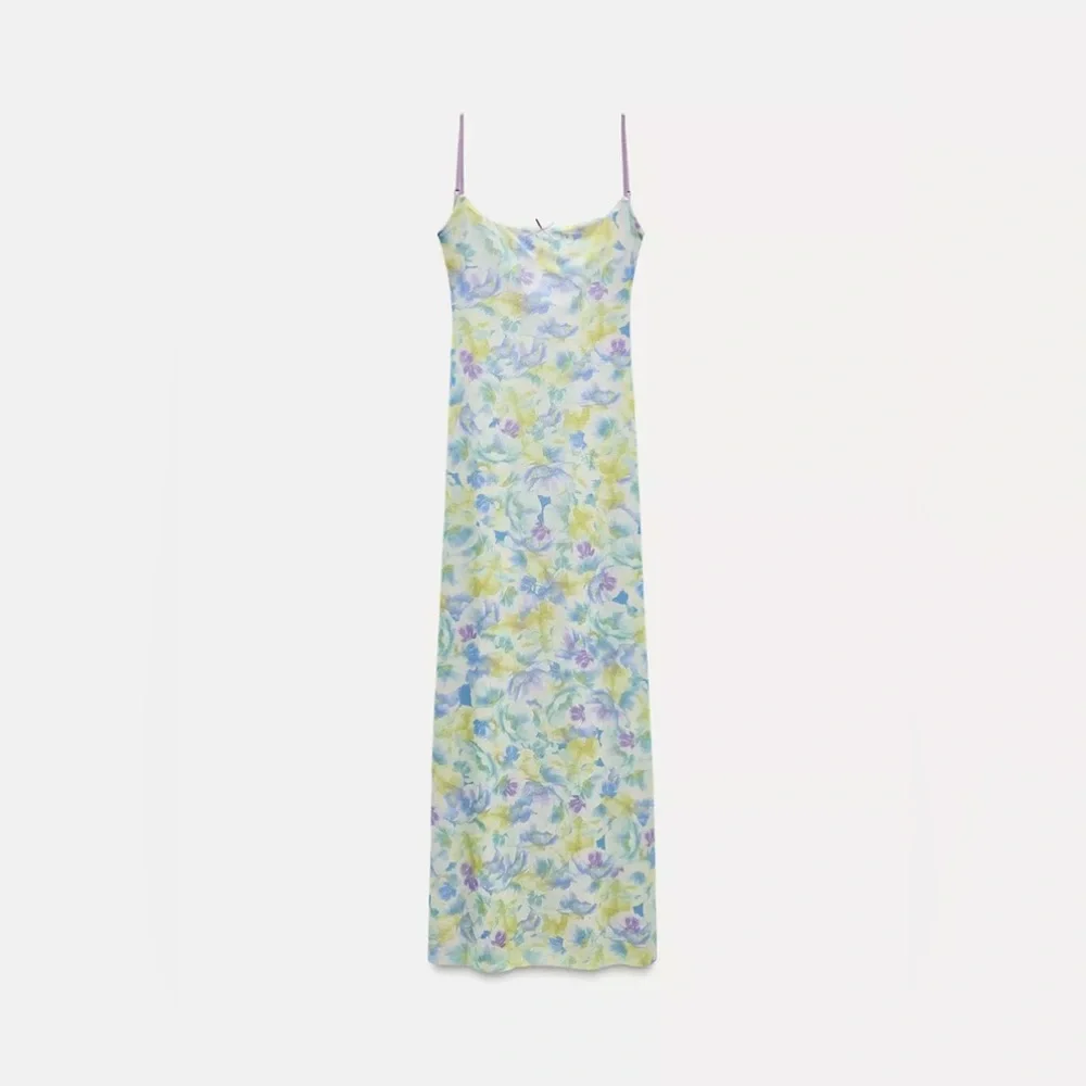 Zara Printed Tulle Midi Dress with Bow M - Picture 3 of 6